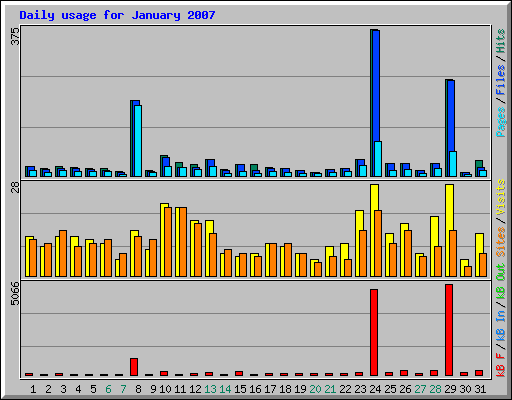Daily usage for January 2007