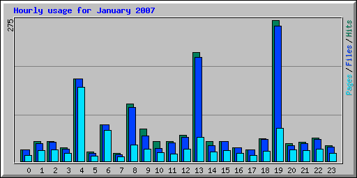 Hourly usage for January 2007
